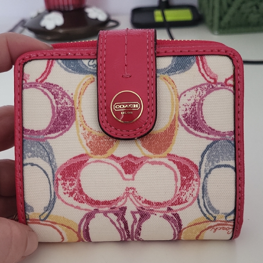 Coach Women's Pink and Multicolor Wallet
